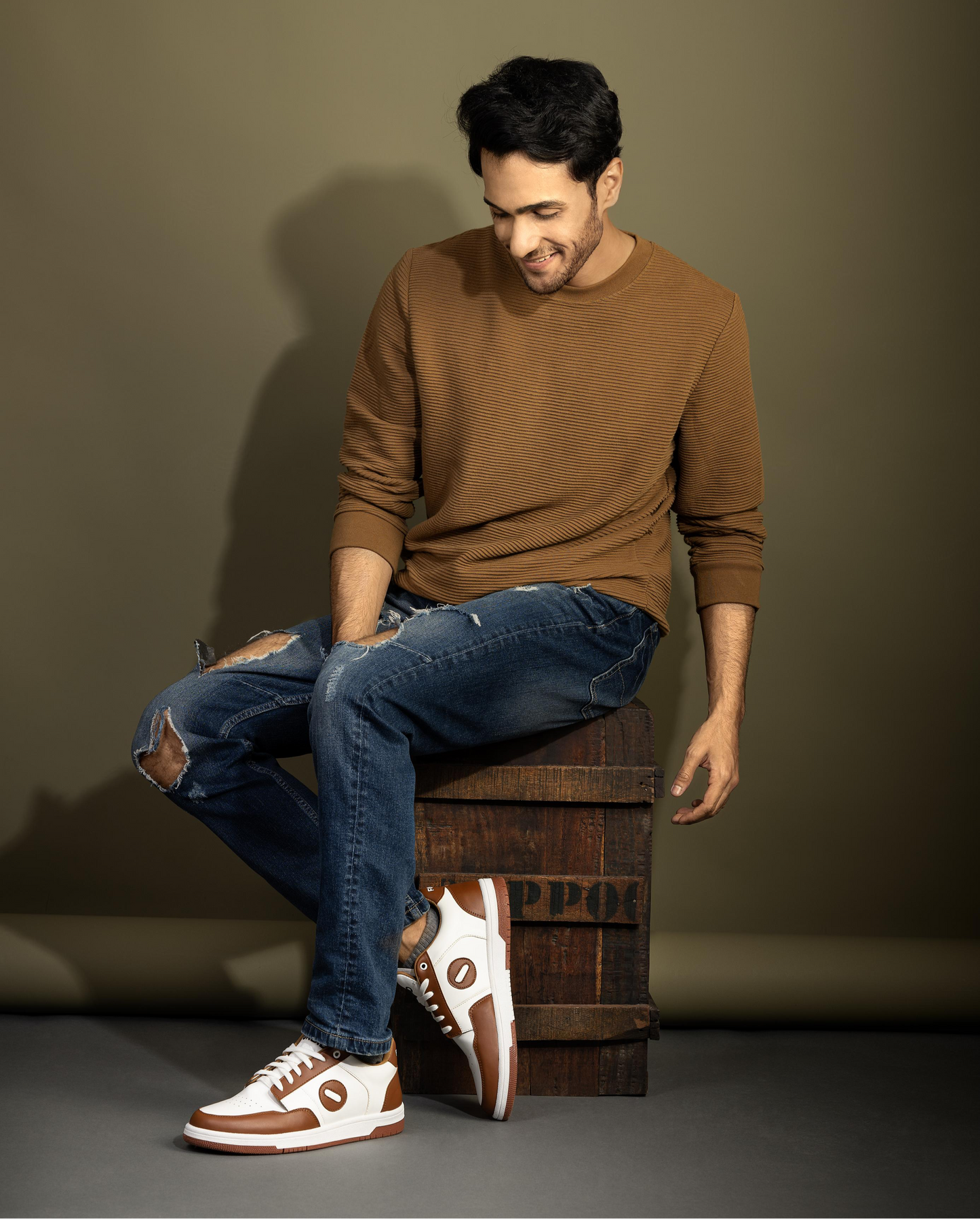 Forbid Earth Element | Brown And White Sneaker